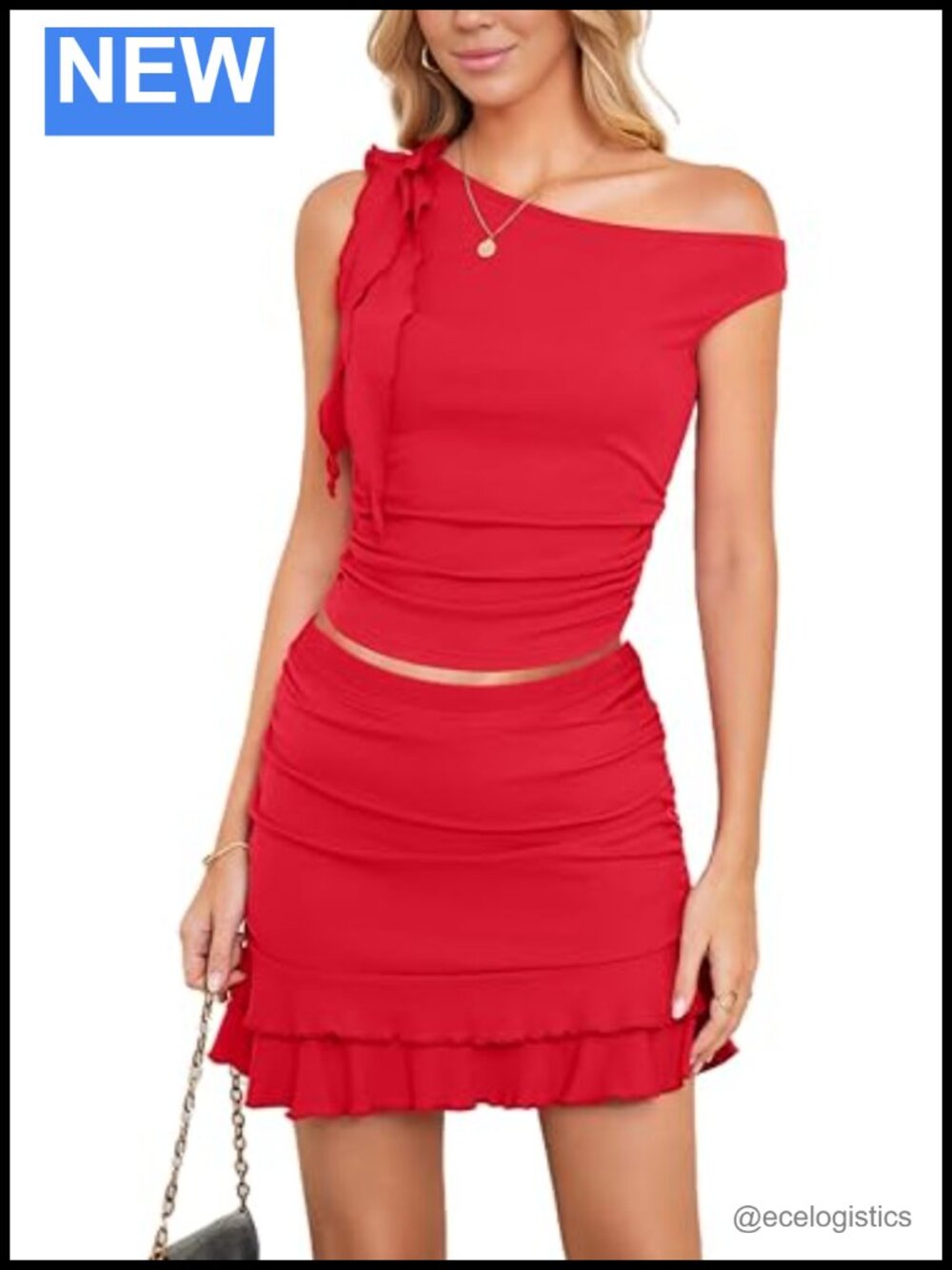 2 Piece Skirt Set Off Shoulder Sleeveless Crop Top Ruffle Mini Skirt Y2K Going
